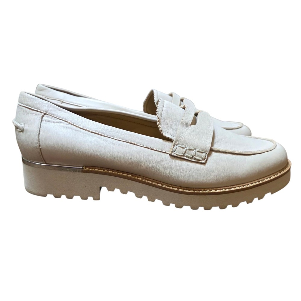 Franco Sarto Cream Leather Lug Sole Loafers Comfortable Womens Size 7.5 - Picture 4 of 8
